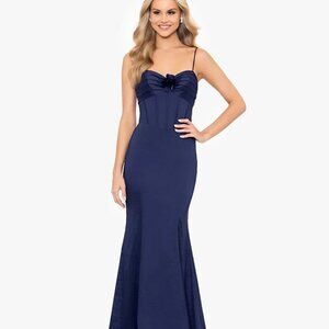 Blondie Nites Juniors' Rosette Corset Gown Navy Size 9